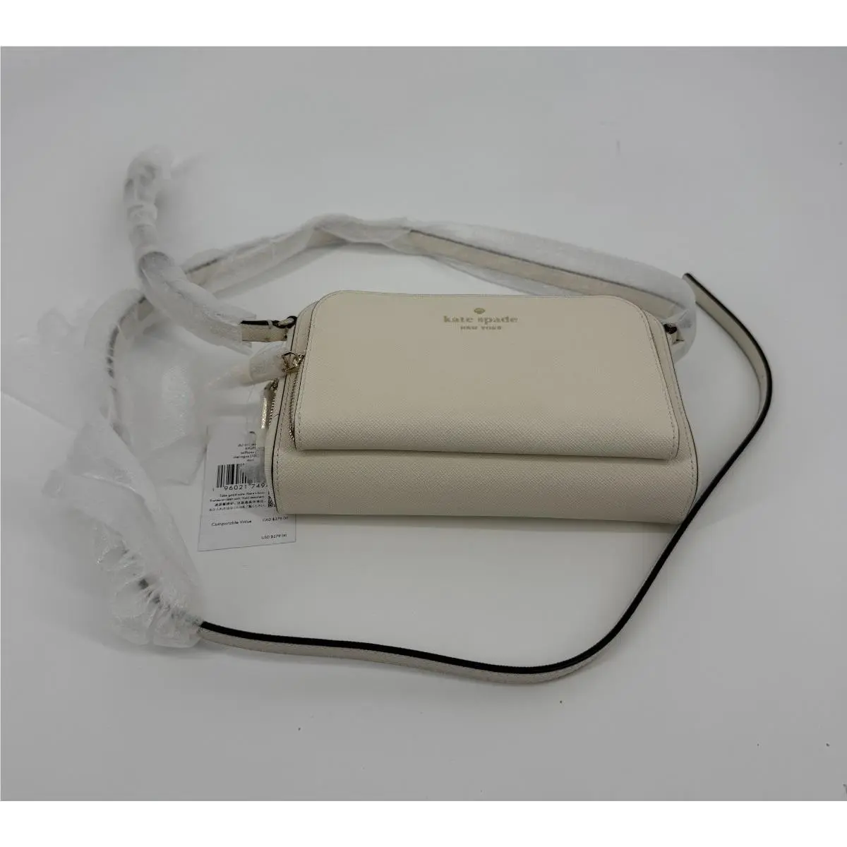 Kate Spade Stacie Dual Zip Crossbody Bag Purse Meringue KP079 White