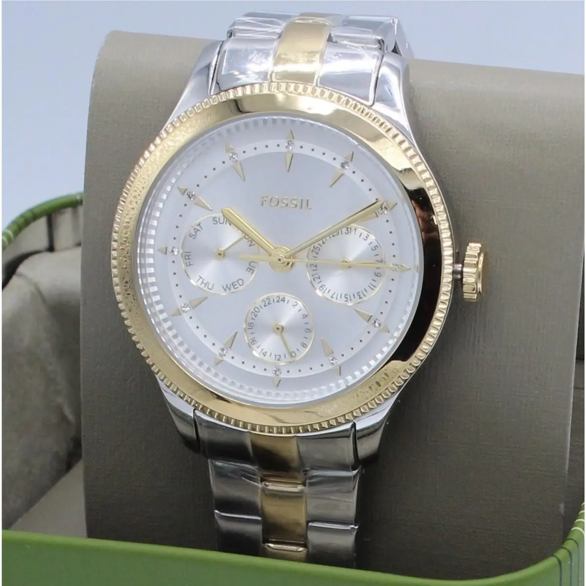 Fossil Brynn Multifunction Crystals Silver Gold Women BQ3995 Watch