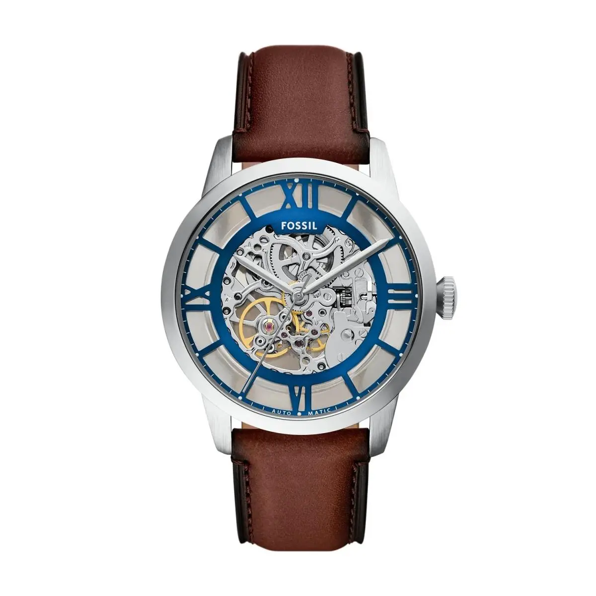 Fossil Townsman 44mm Blue Skeleton Dial Men`s Watch ME3267