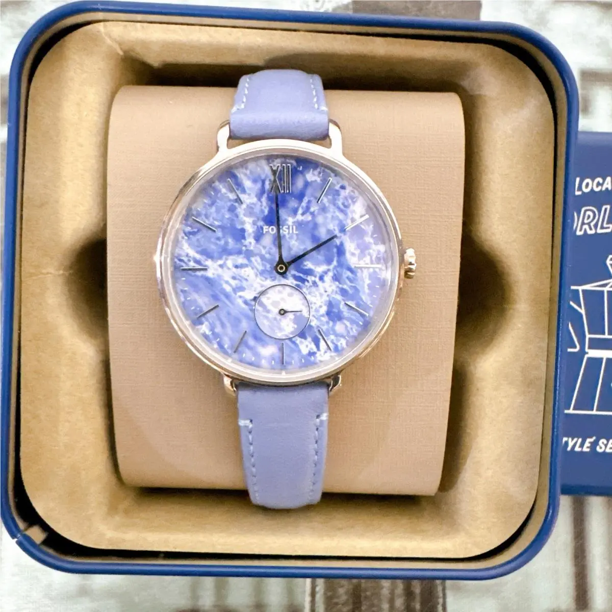 Fossil ES5076 Ladies Blue Dial Blue Leather Strap