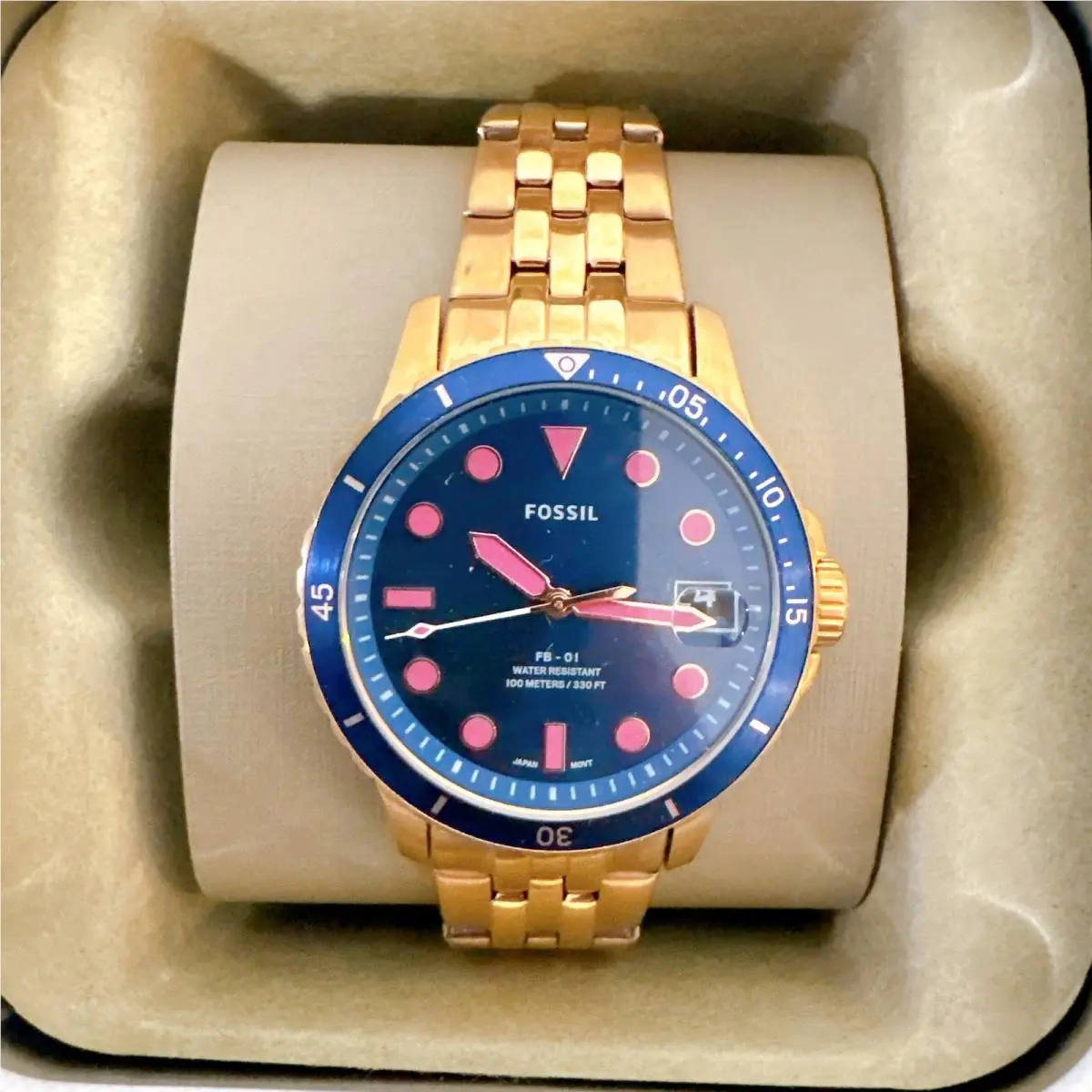 Fossil ES4767 Fb-01 Rose Gold Round Stainless Steel Watch