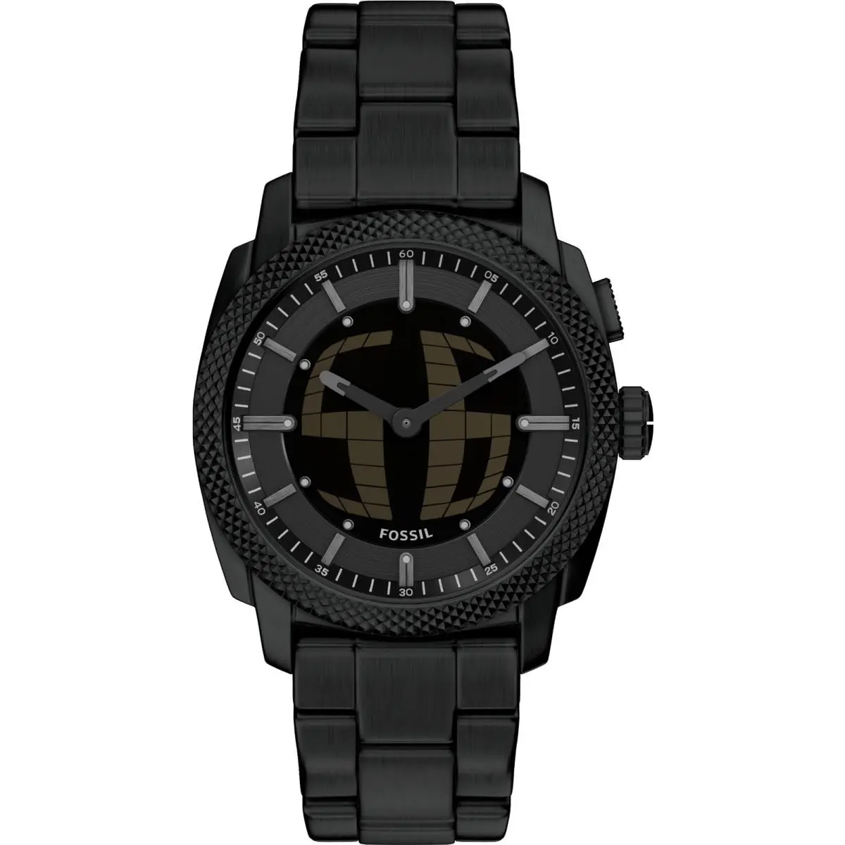 Fossil FS6156 Men`s Machine Big Tic Black IP Stainless Steel Black Dial Watch
