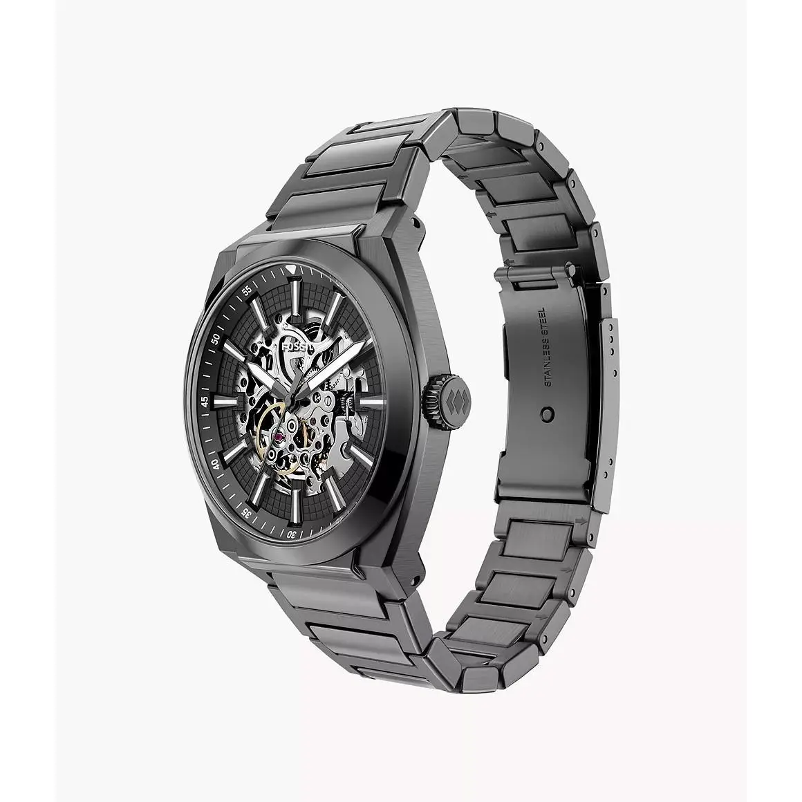 Fossil ME3026 Men`s Everett Black IP Skeleton Stainless Steel Automatic Watch