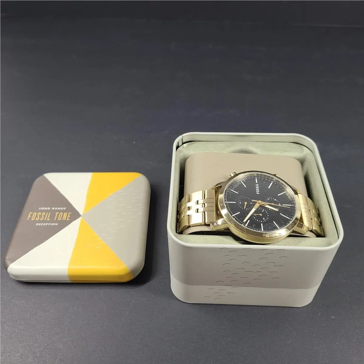 Fossil Men`s Luther Chronograph Gold-tone Stainless Steel Watch BQ2329 Gift Box