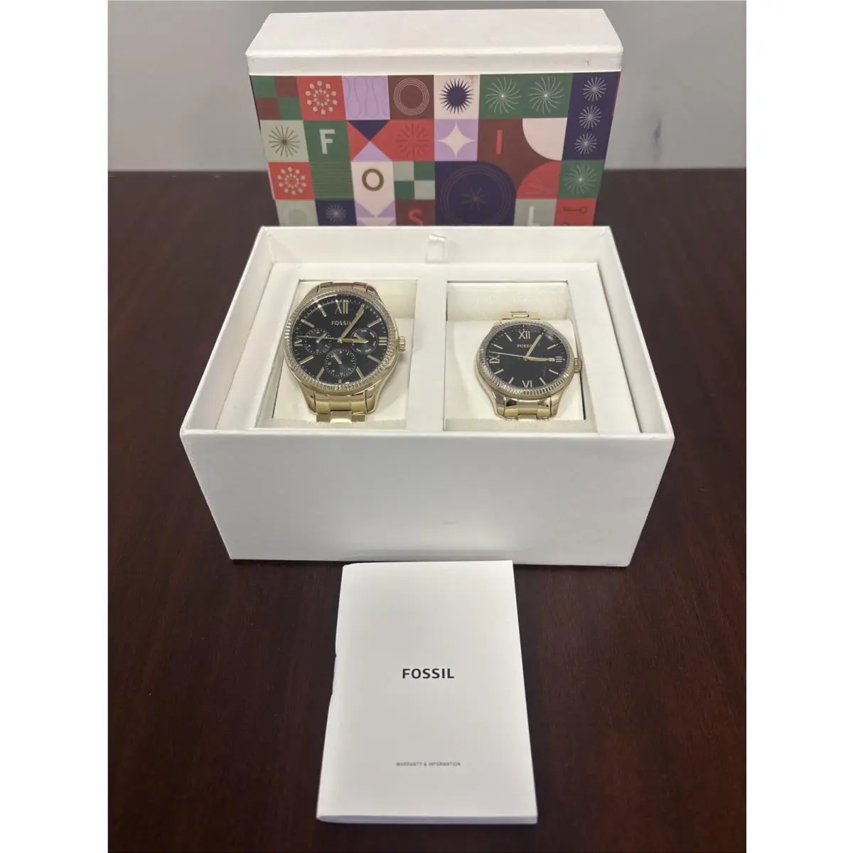 Fossil His and Hers Quartz Black Dial Watch Set BQ2829SET