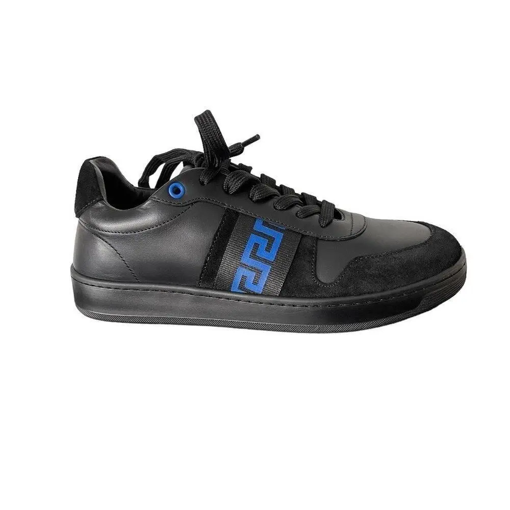 Versace La Greca Black/blue Sneaker Unisex Womens 1011938 sz 38