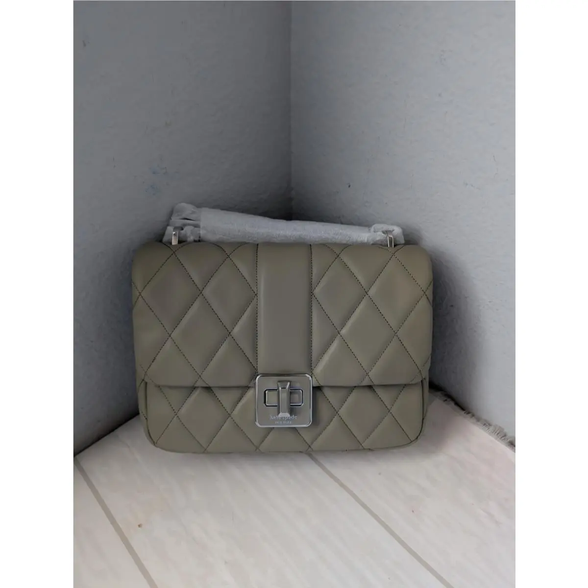 Kate Spade KM708 Carey Quilted Small Flap Shoulder Bag Crossbody In Elm