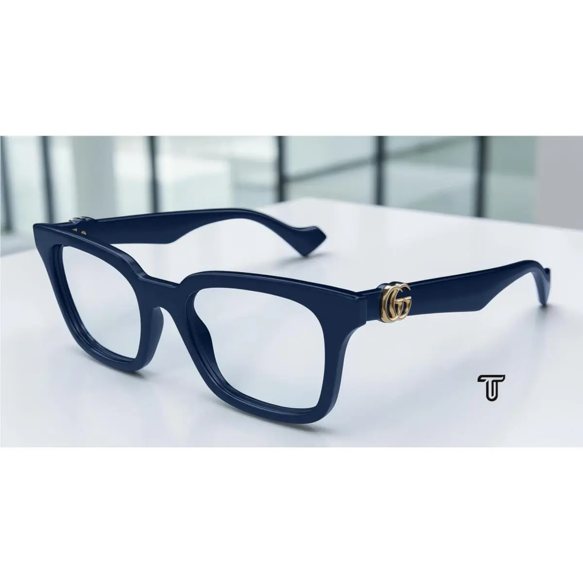 GG1728O 003 Rectangular Squared Blue Demo Lens 51 mm Women`s Eyeglasses by Gucci