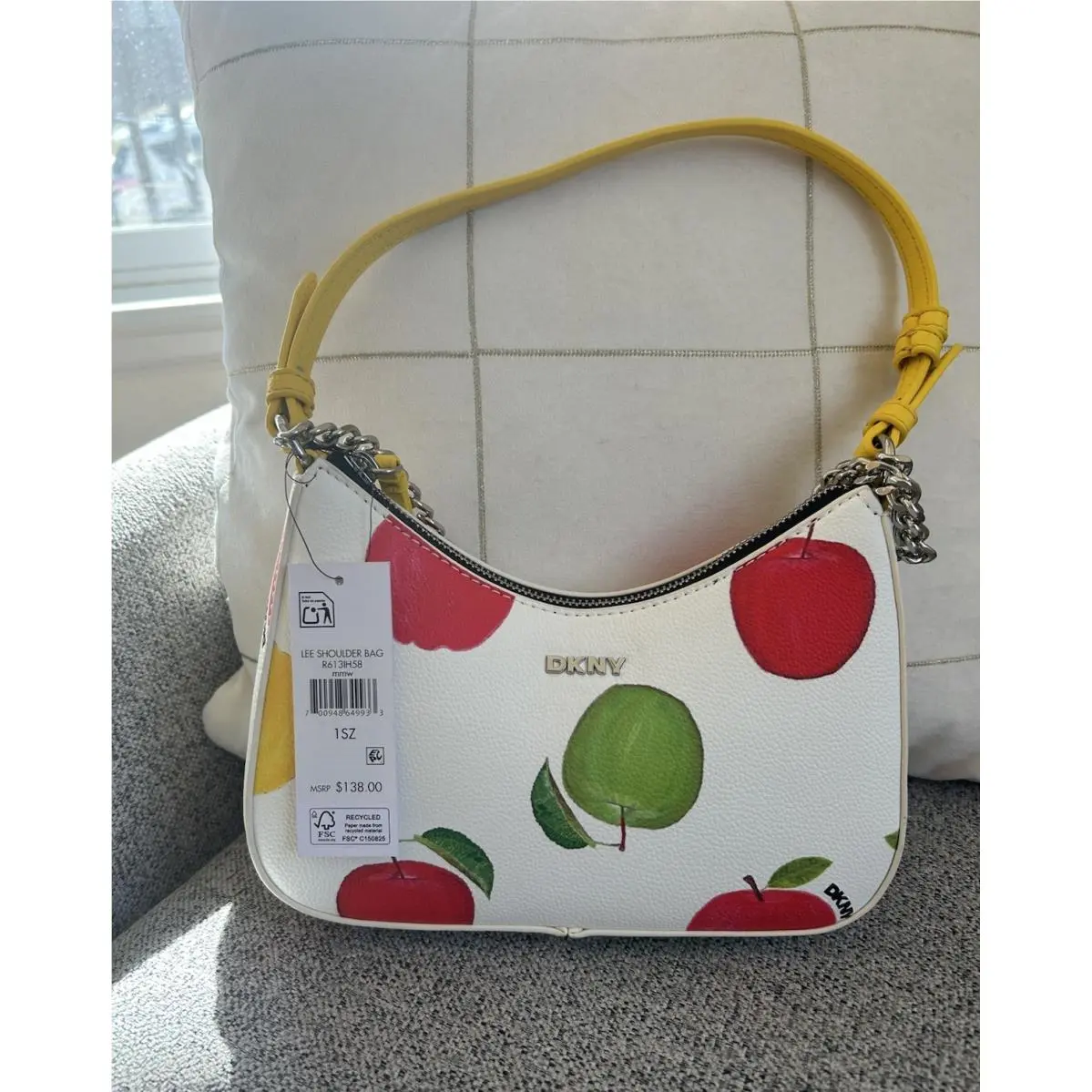 Dkny Lee Apple Print Red Yellow Green White Crossbody Bag