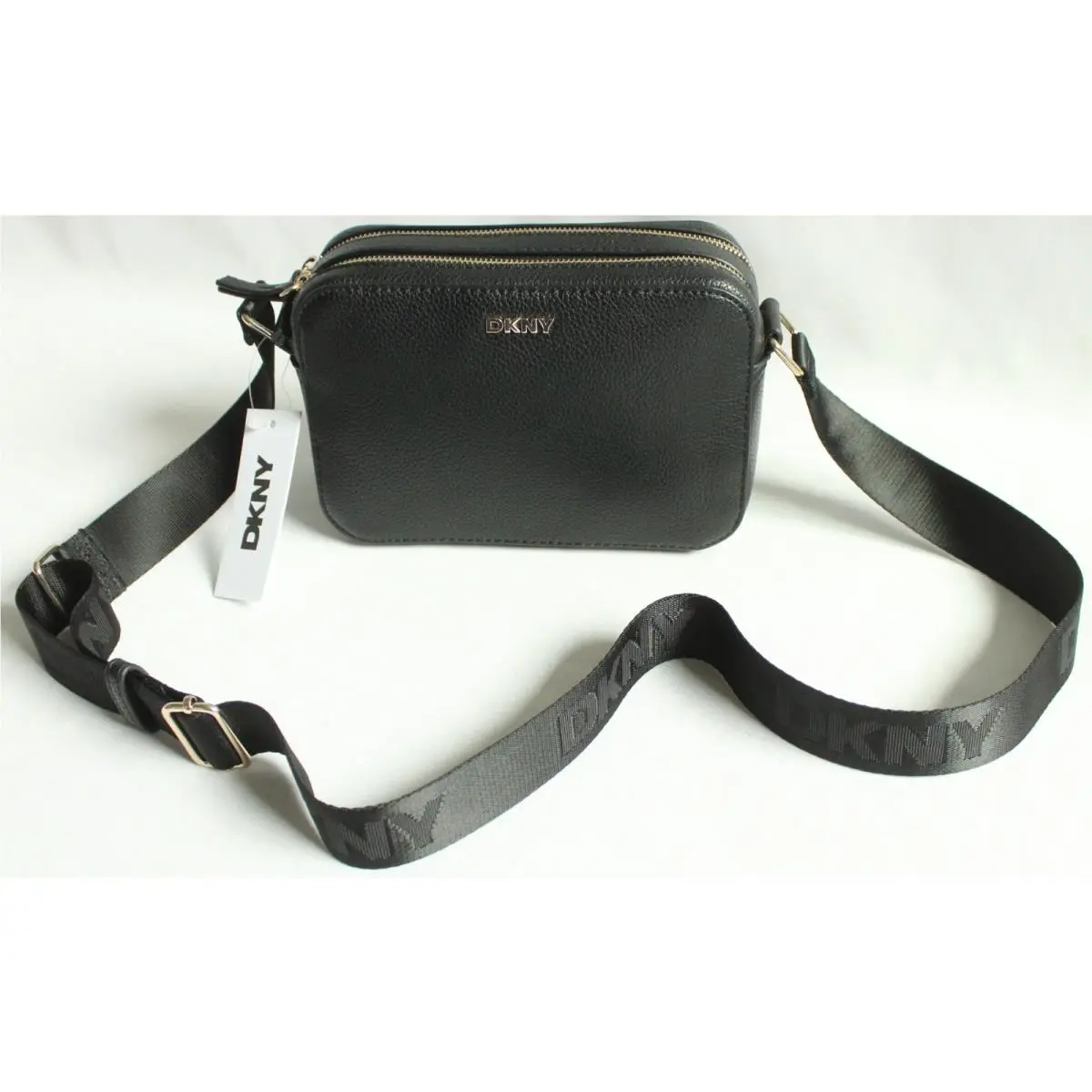 Dkny Tutu Camera Bag R43EAX93 Black/gold Crossbody Dual Zipper Purse