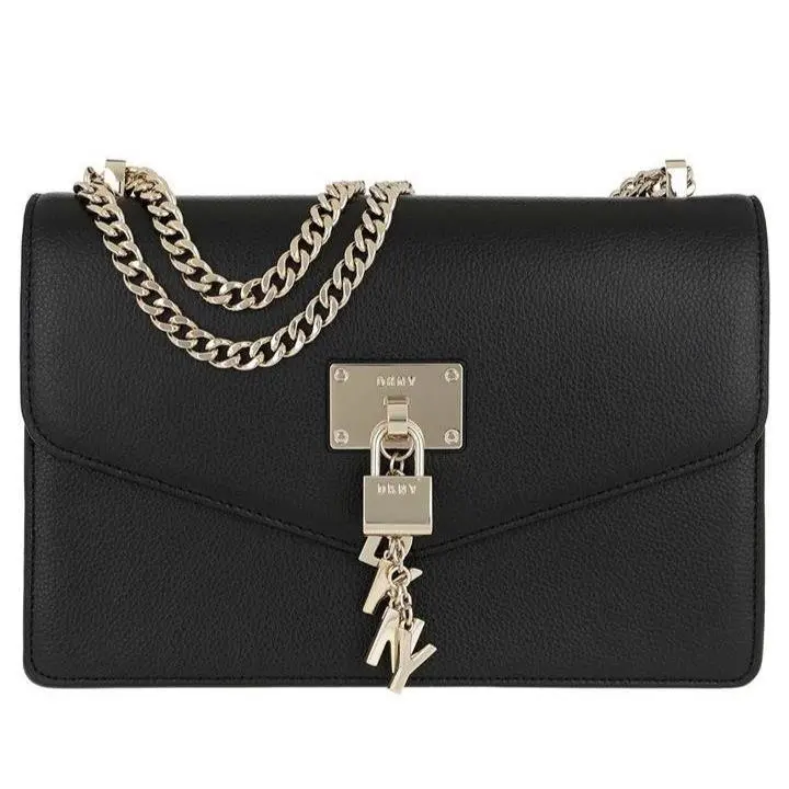 Dkny Lock Closure Cross Body Bag Black Gold