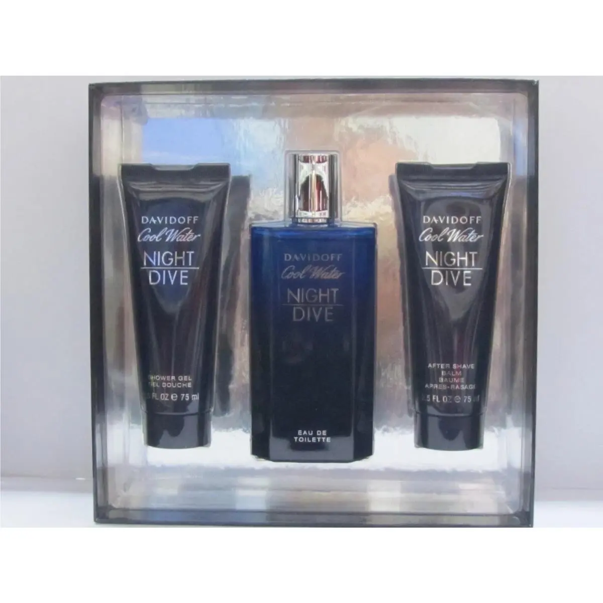 Cool Water Night Dive by Davidoff Men Set 4.2 oz Edt + 2.5 Asb + 2.5 Shower Gel