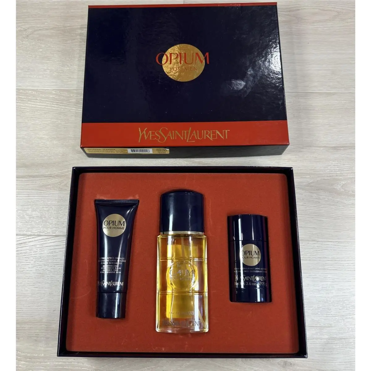 Vtg Ysl Opium Set Edt Spray 3.3 oz Moisturizing Lotion 2.5oz Deodorant 2.6 oz by Yves Saint Laurent