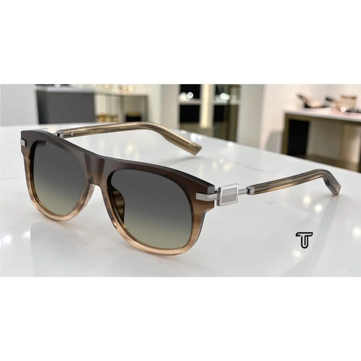 Dolce Gabbana DG4546 348411 Gradient Striped Grey Gradient 56mm Men Sunglasses