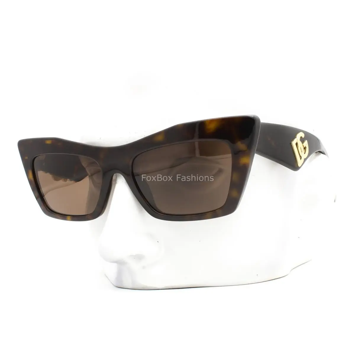 Dolce Gabbana DG 4435 502/73 Sunglasses Glossy Brown Havana Gold DG Logo W/case