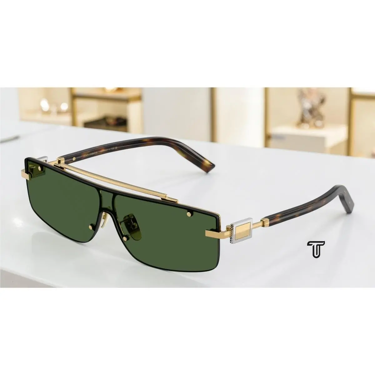 Dolce Gabbana DG2335 02 71 Gold Dark Green 40 mm Men`s Sunglasses
