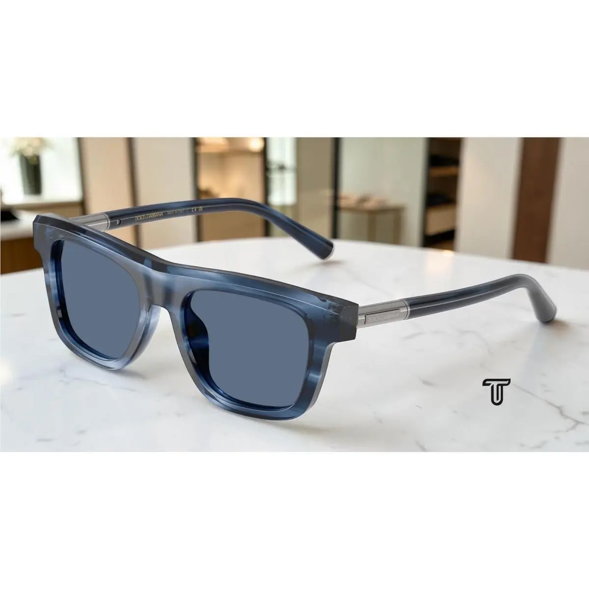 Dolce Gabbana DG4521 344880 Striped Blue Dark Blue 52 mm Men`s Sunglasses