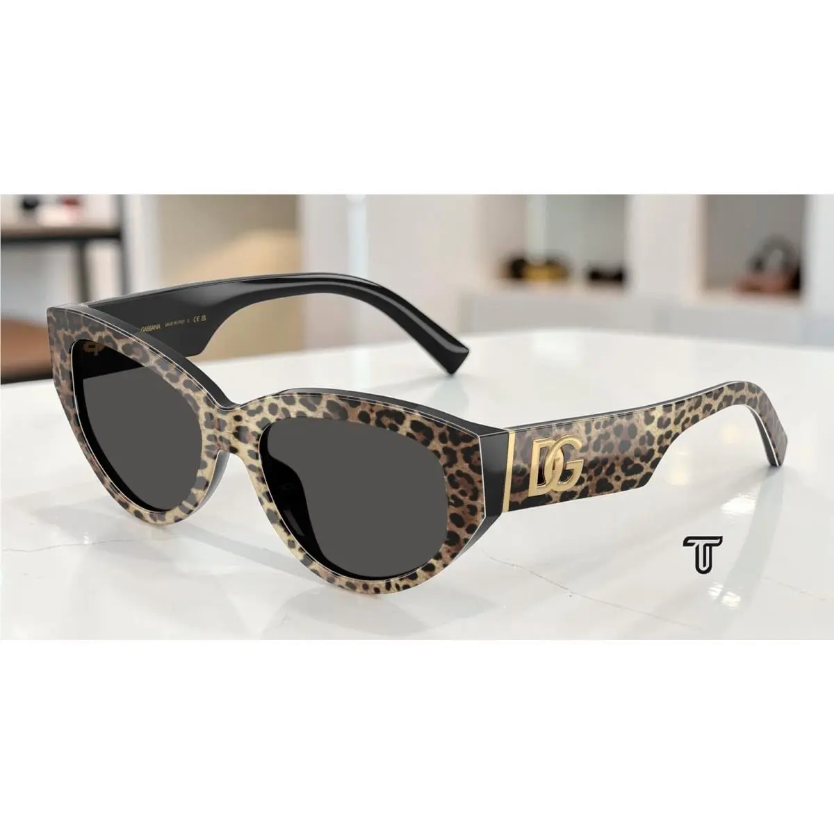 Dolce Gabbana DG4514 316387 Leo Brown On Black Dark Grey 55mm Women Sunglasses