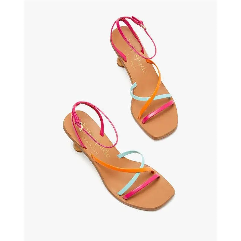 Kate Spade Charmer Strappy Wooden Heel Dust Bag Women`s 6.5