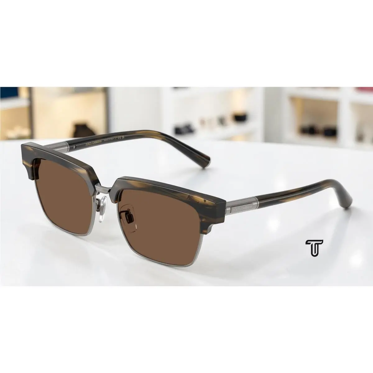 Dolce Gabbana DG4522 306373 Striped Brown Brown 54 mm Men`s Sunglasses