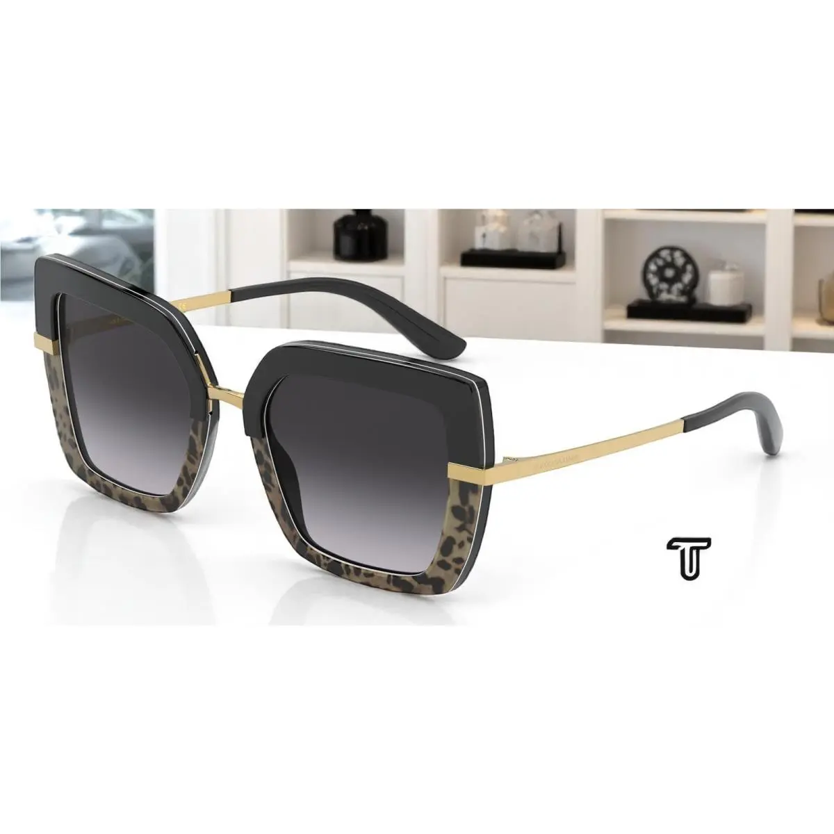 Dolce Gabbana DG4373F 32448G Black Leo Grey Grad Black 52 mm Womens Sunglasses