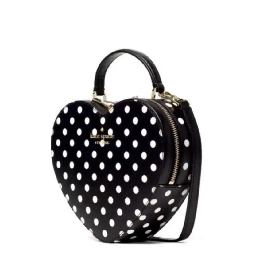 Kate Spade Love Shack-heart Crossbody Handbag in Black White Polka Dots