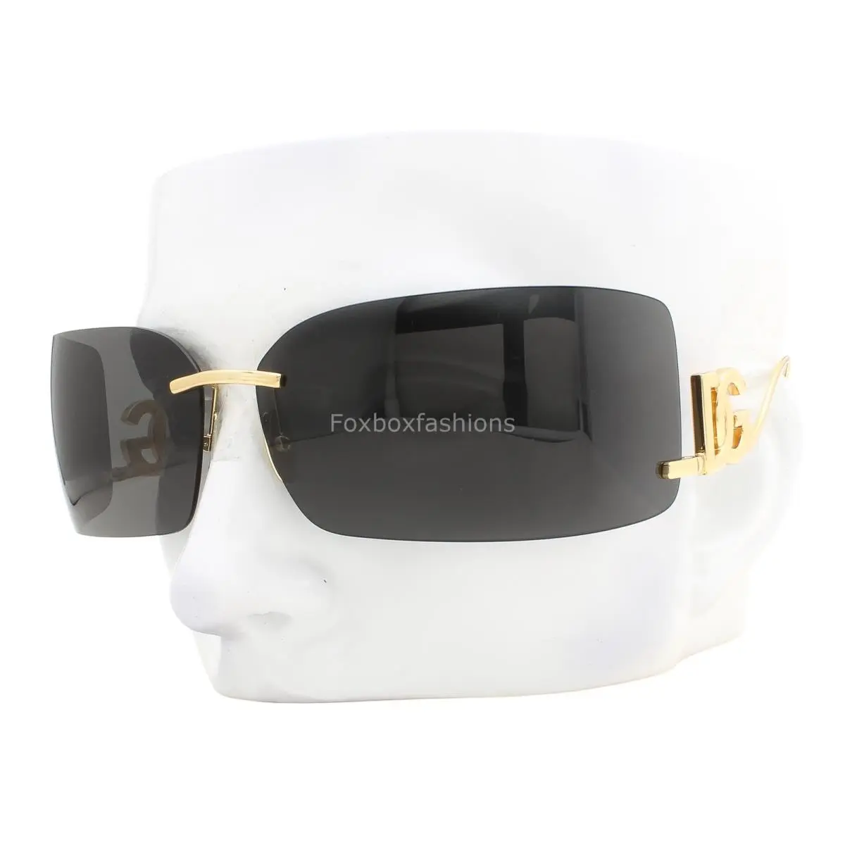 Dolce Gabbana Rimless Sunglasses DG 2319 02/87 Shiny Gold Gray Tint with Case