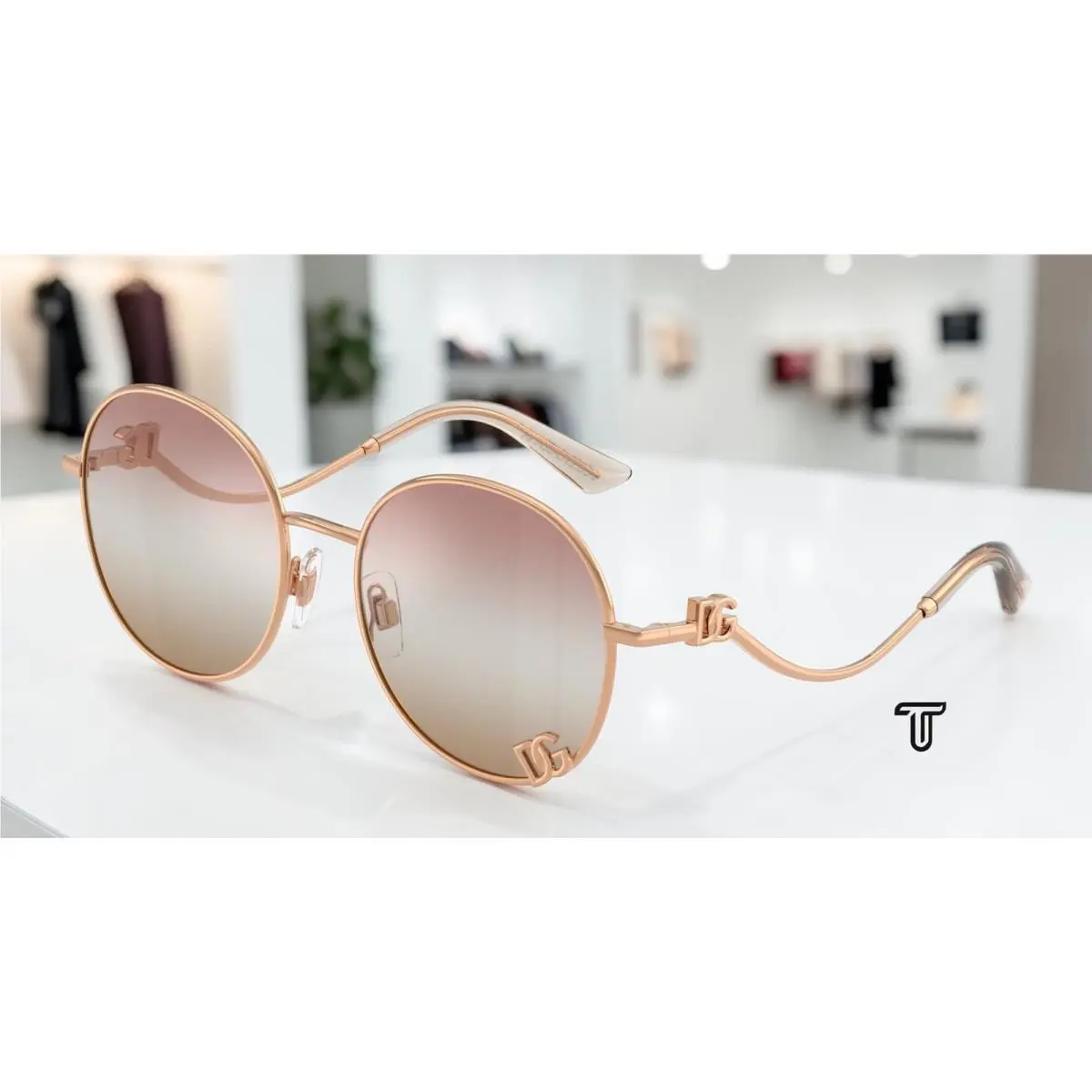 Dolce Gabbana DG2324 1298EL Rose Gold Pink Brown 56 mm Women`s Sunglasses