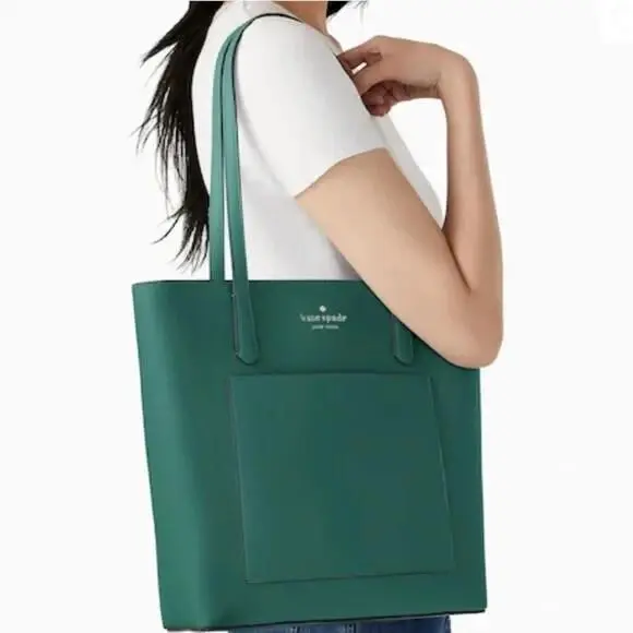 Kate Spade New York Leather Jade Green Large Lalena Tote