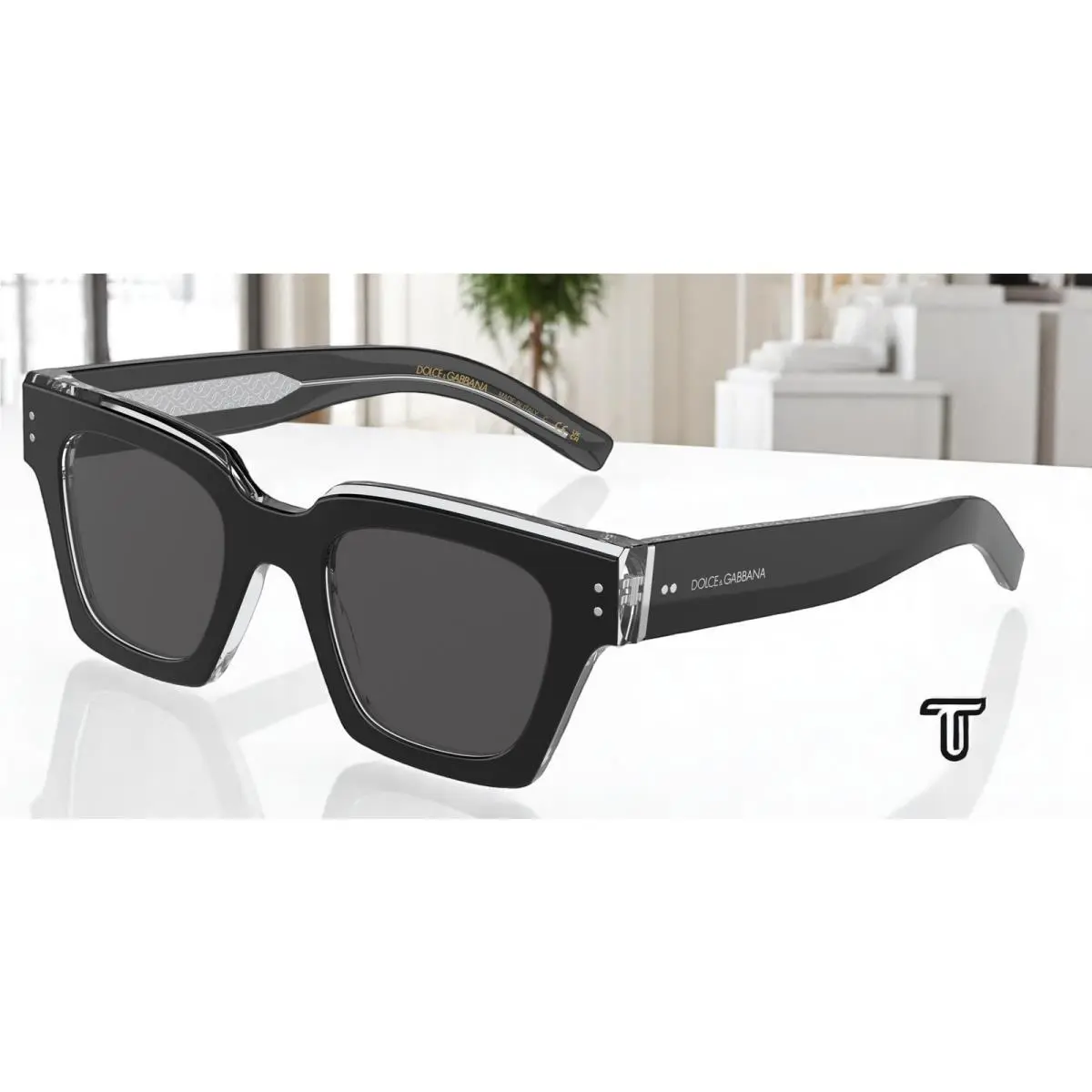 Dolce Gabbana DG4413 675 R5 Black Crystal Grey 48 mm Men`s Sunglasses