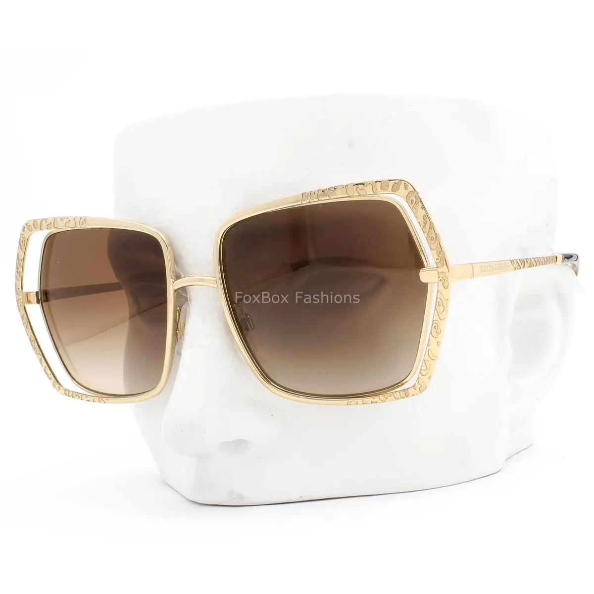 Dolce Gabbana Sunglasses Polished Gold Brown Gradient DG 2306 02/13 with Case