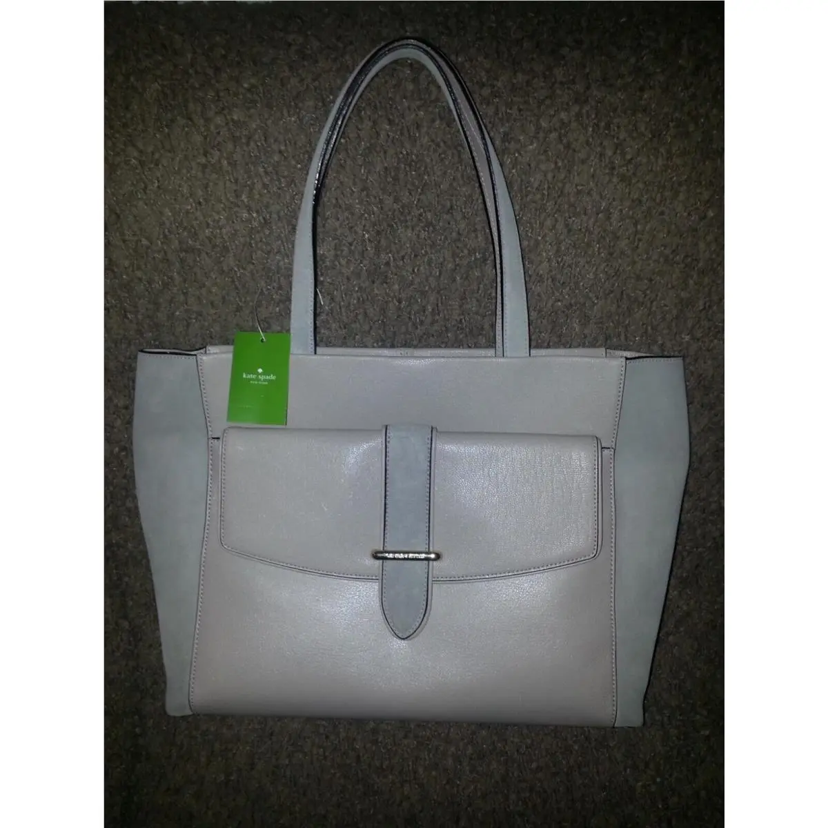 Kate Spade-roselyn-hunts Place-moussfrost-suede/leather Large Tote-nwt