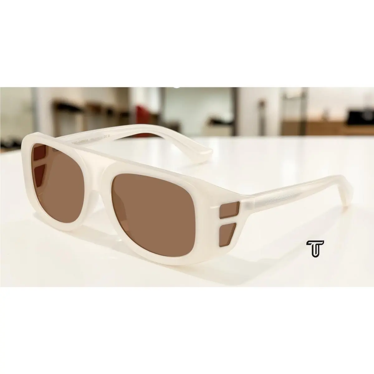 Dolce Gabbana DG6208 303973 Opal Milk Dark Brown 55 mm Men`s Sunglasses