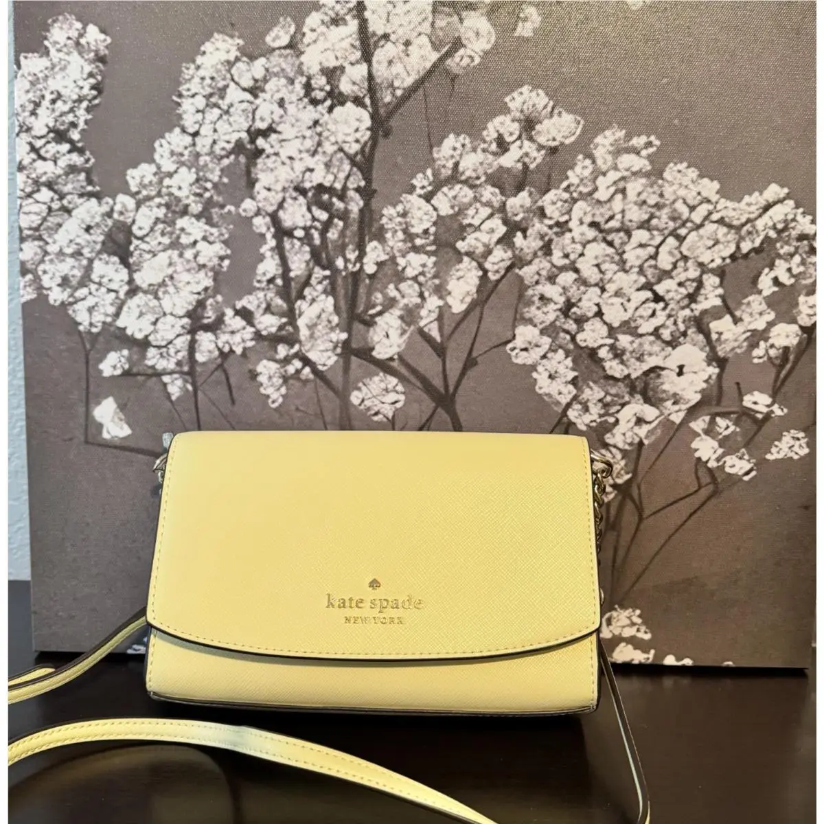 Kate Spade Staci Small Flap Crossbody in Lemon Fondant