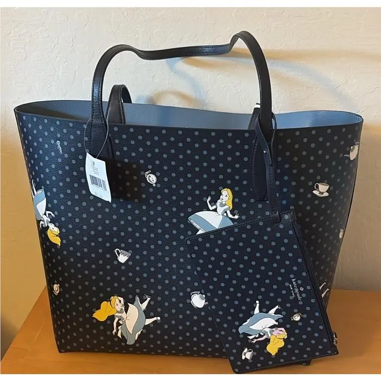 Kate Spade Large Disney Alice In Wonderland Tote Purse Bag with Large Pouch