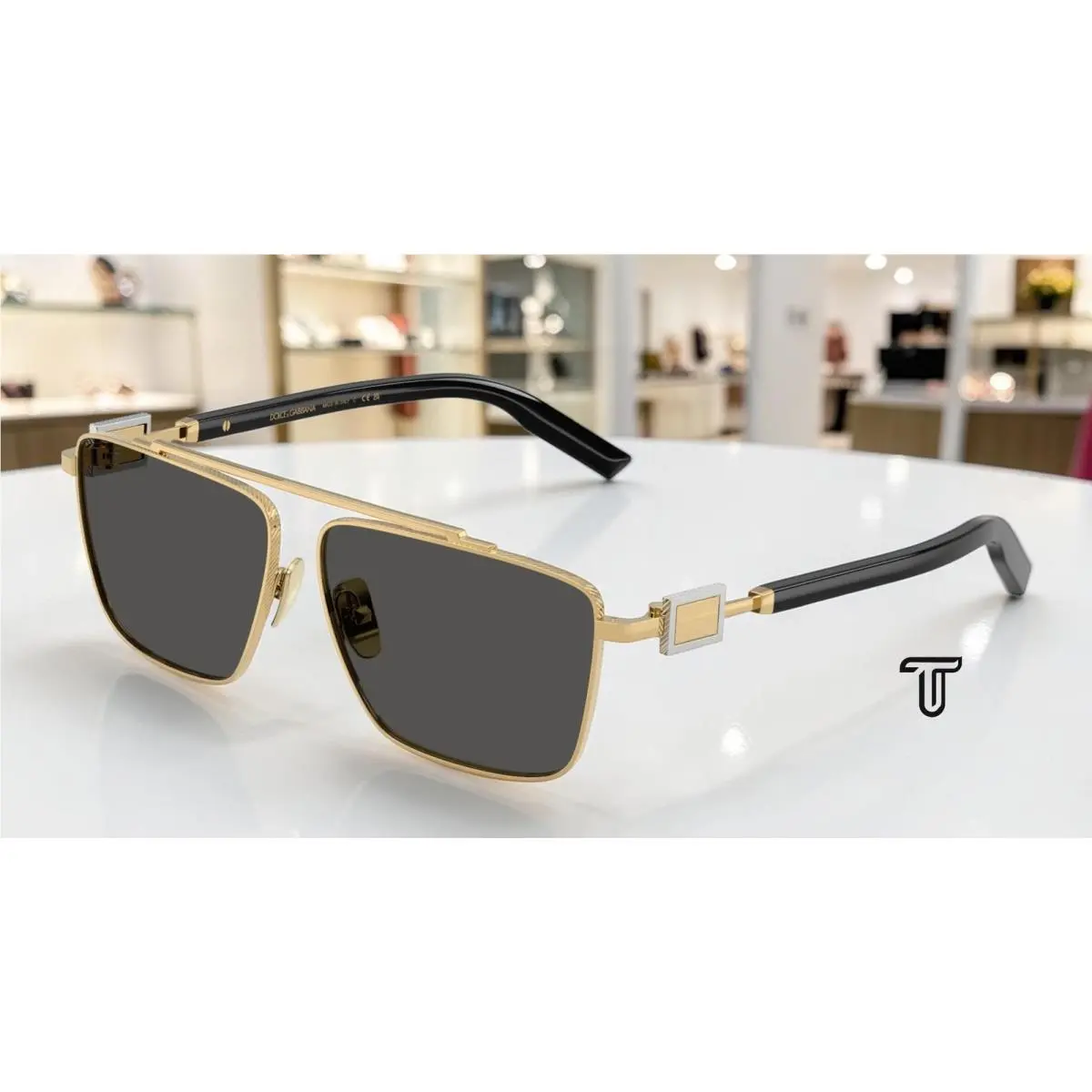 Dolce Gabbana DG2336 02 87 Gold Dark Grey 59 mm Men`s Sunglasses