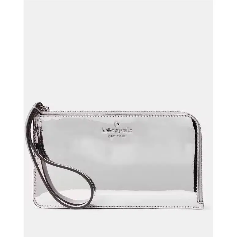 Kate Spade Lucy Mirror Metallilc Zip Wristlet 8 X 5 Silver