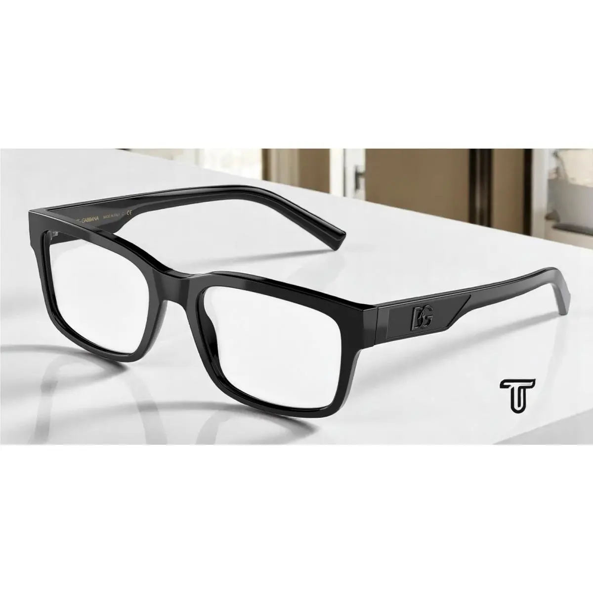 Dolce Gabbana DG3352 501 Rectangle Black Demo Lens 57 mm Men`s Eyeglasses
