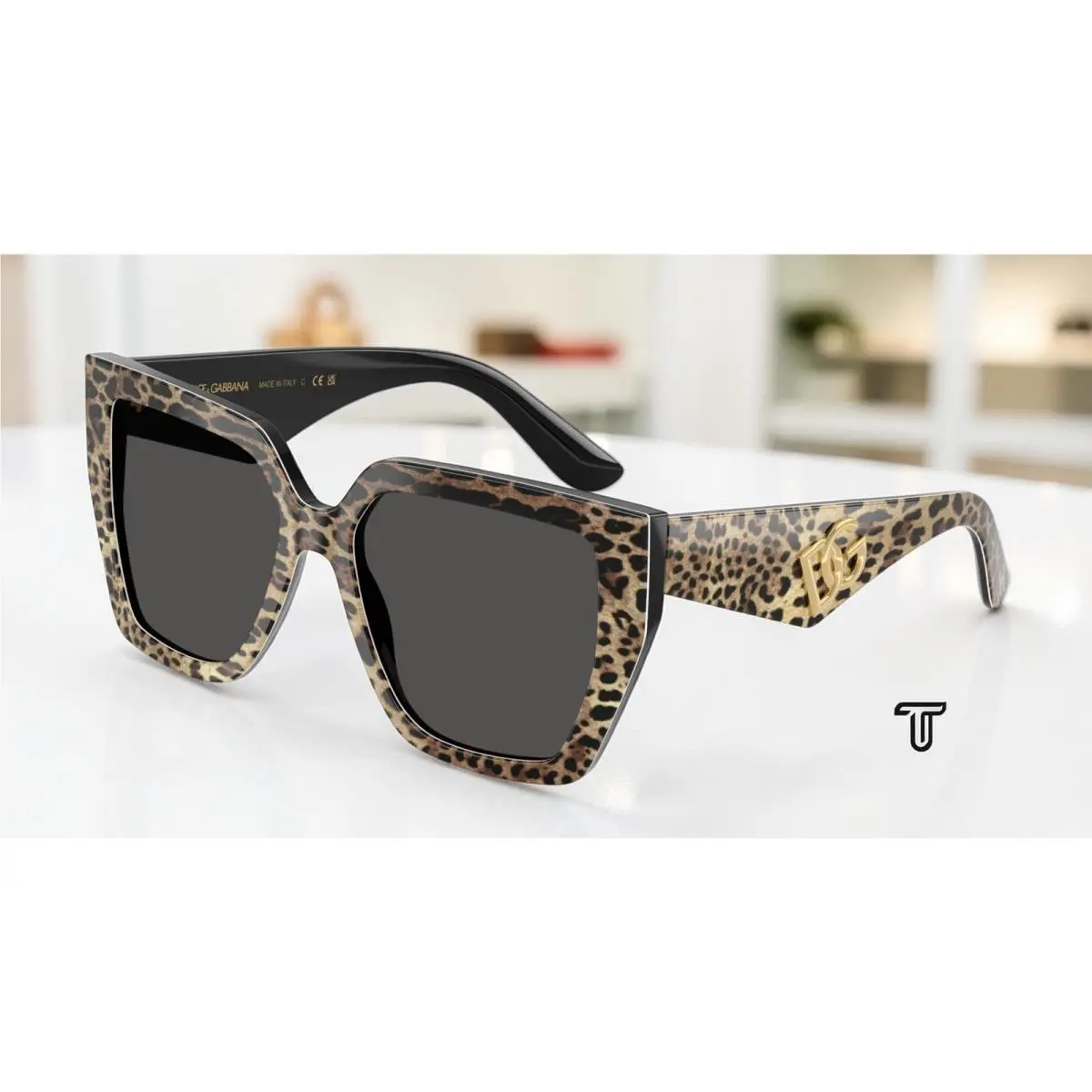 Dolce Gabbana DG4438 316387 Leo Brown Black Dark Grey 55 mm Women`s Sunglasses