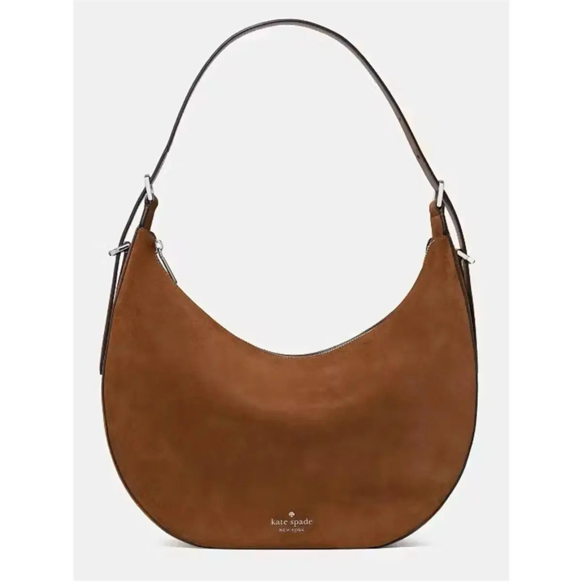 Kate Spade Nova Large Crescent Shoulder Hobo Slouchy Bag Gingerbread Brown Suede