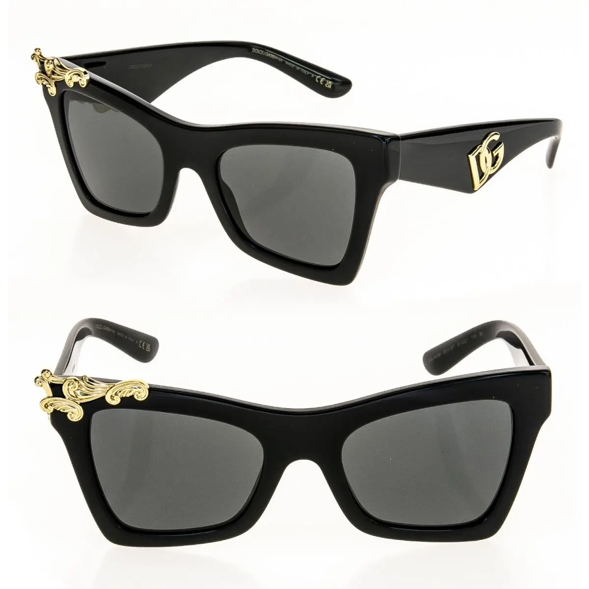 Dolce Gabbana DG4434 Crossed Logo 4434 Black Baroque Sunglass Perry Fashion