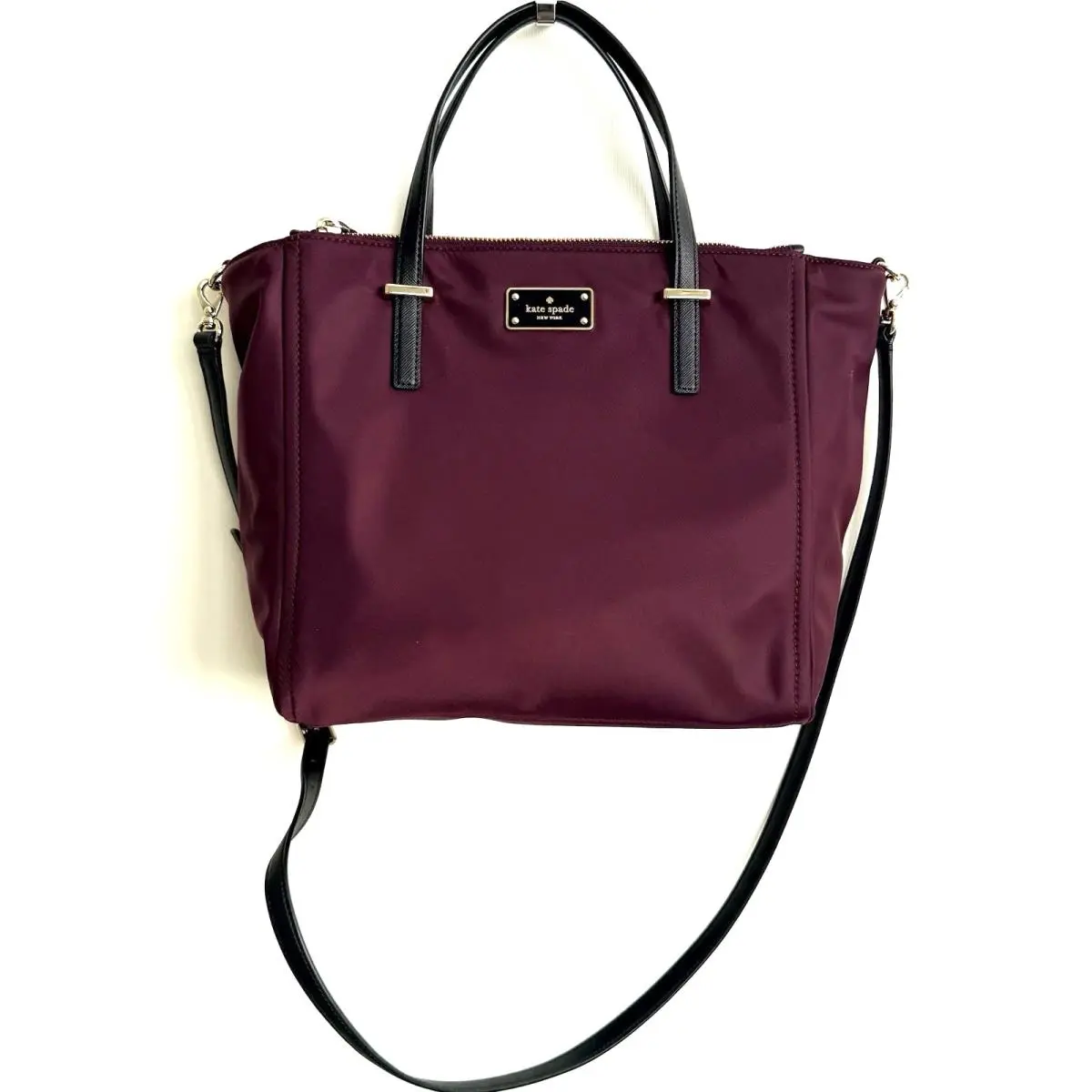 Wilson Road Nylon Double Zip Tote Bag Alyse Plum Versatile by Kate Spade