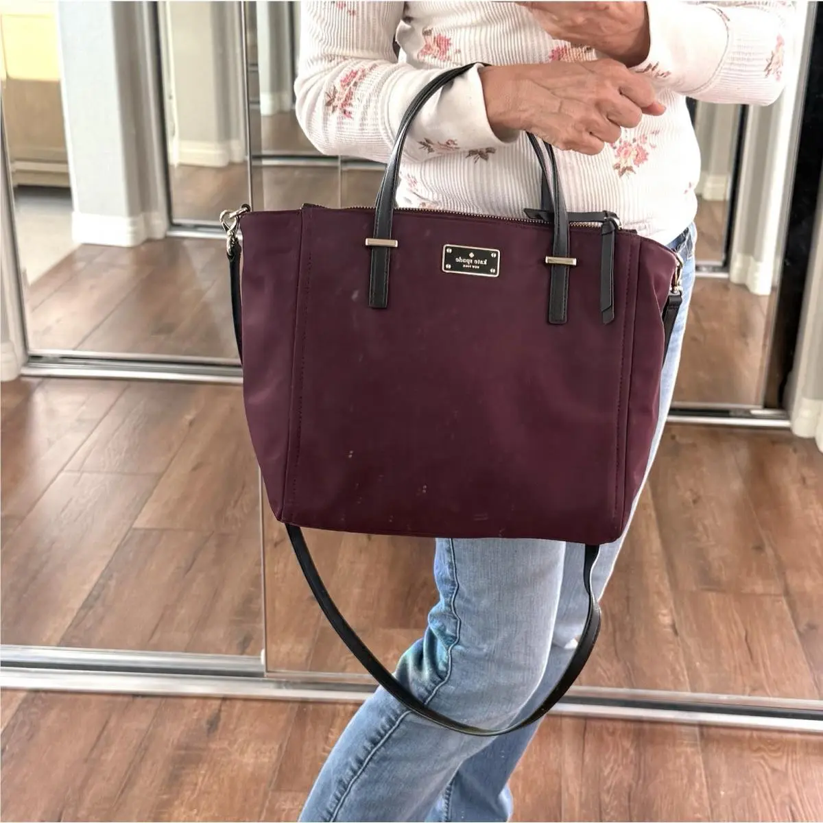 Kate Spade Wilson Road Nylon Double Zip Tote Bag Alyse Plum Versatile