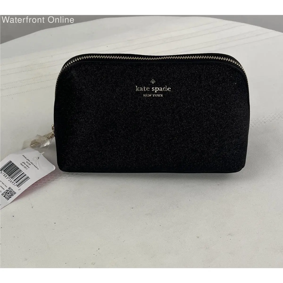 Kate Spade Shimmy Glitter Fabric Small Cosmetic Bag K4709 Black