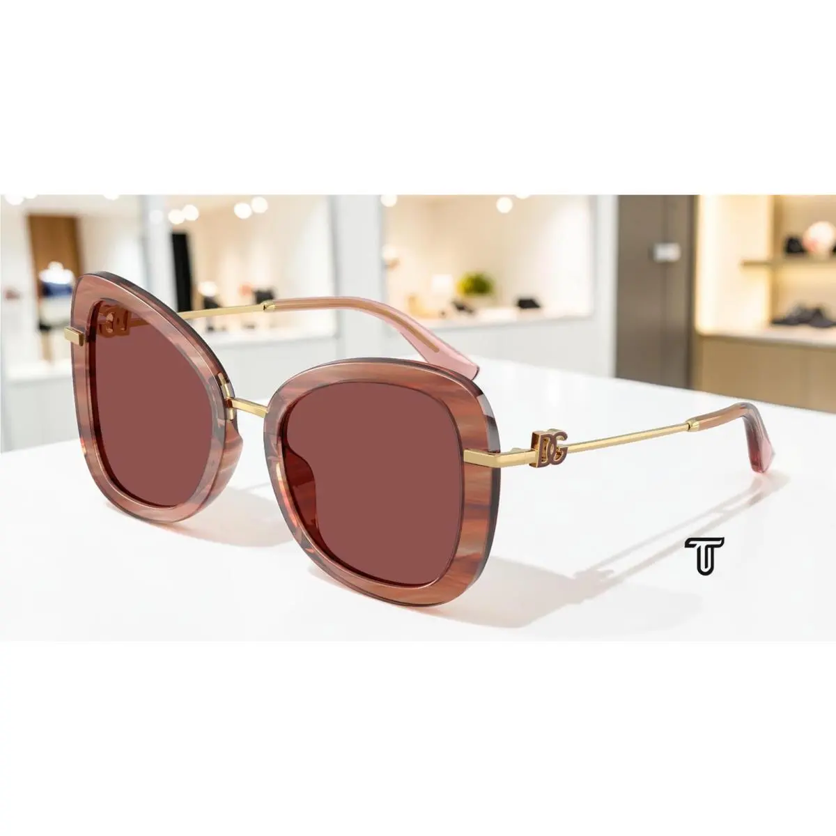 Dolce Gabbana DG4535 347375 Striped Red Dark Violet 53 mm Women`s Sunglasses