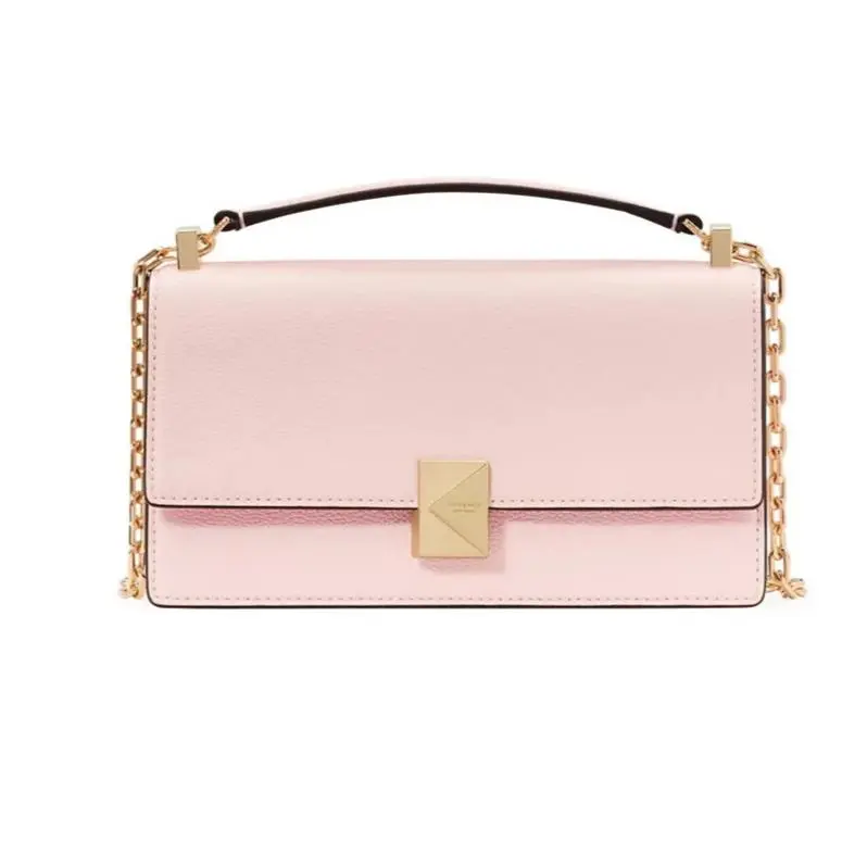 Kate Spade New York Deco Pebbled Flap Chain Crossbody Bag Pastry Pink Gold