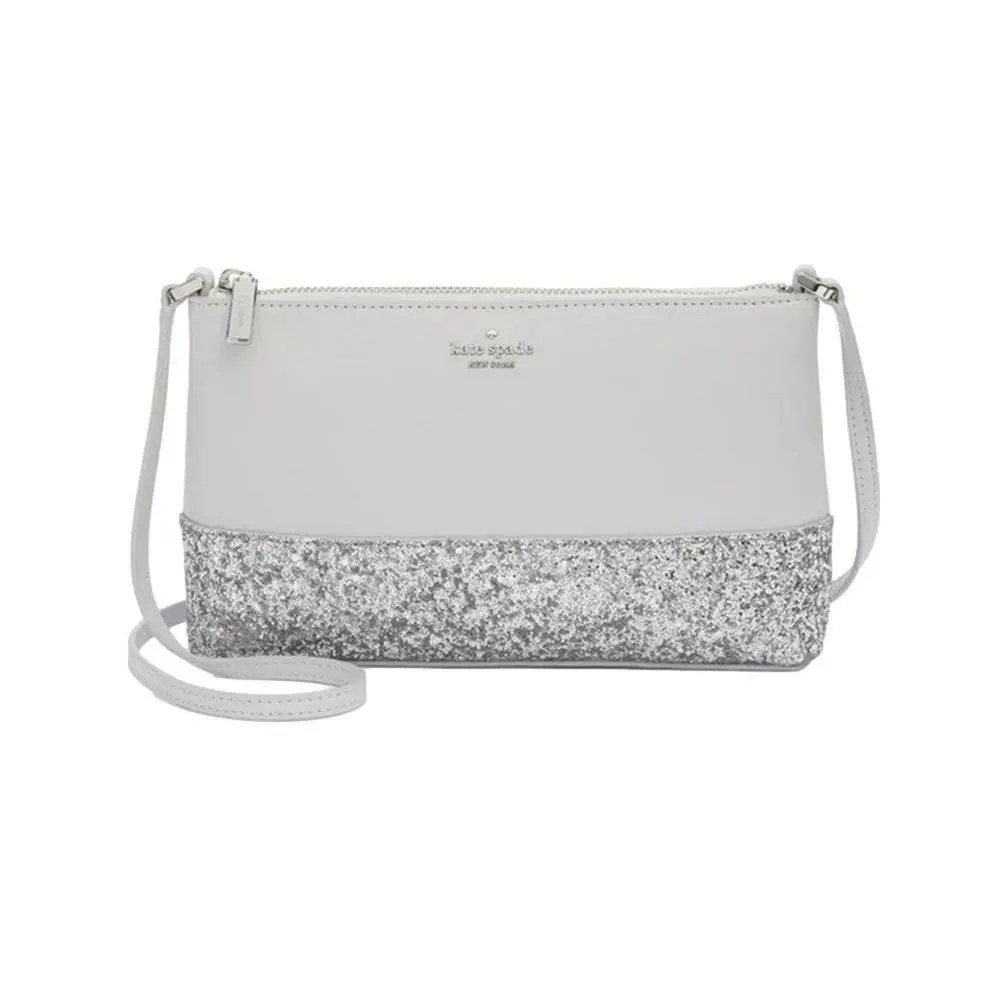 Kate Spade New York Flash Glitter Crossbody Grey Silver Retail