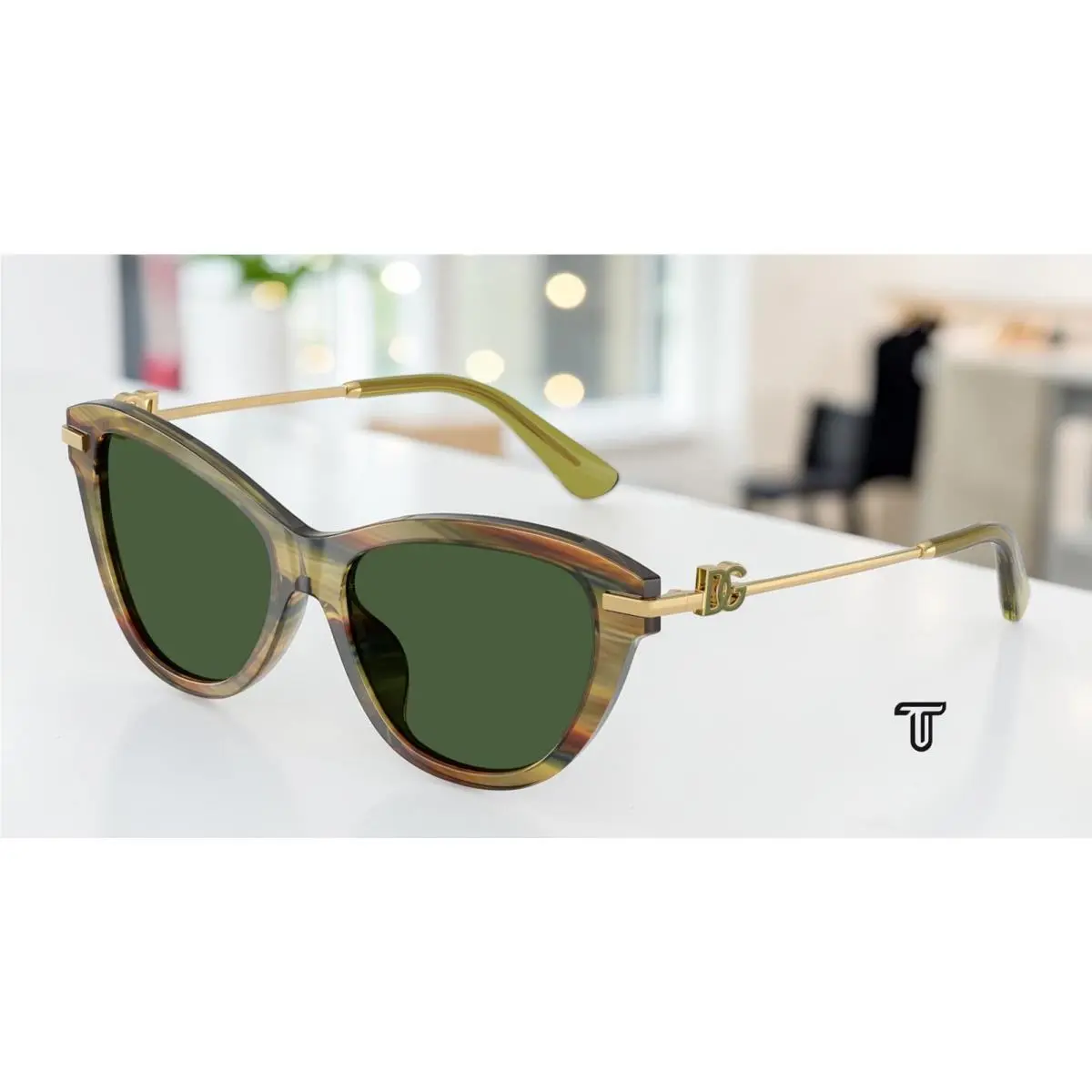 Dolce Gabbana DG4534 347571 Striped Green Transp Green 53mm Women`s Sunglasses