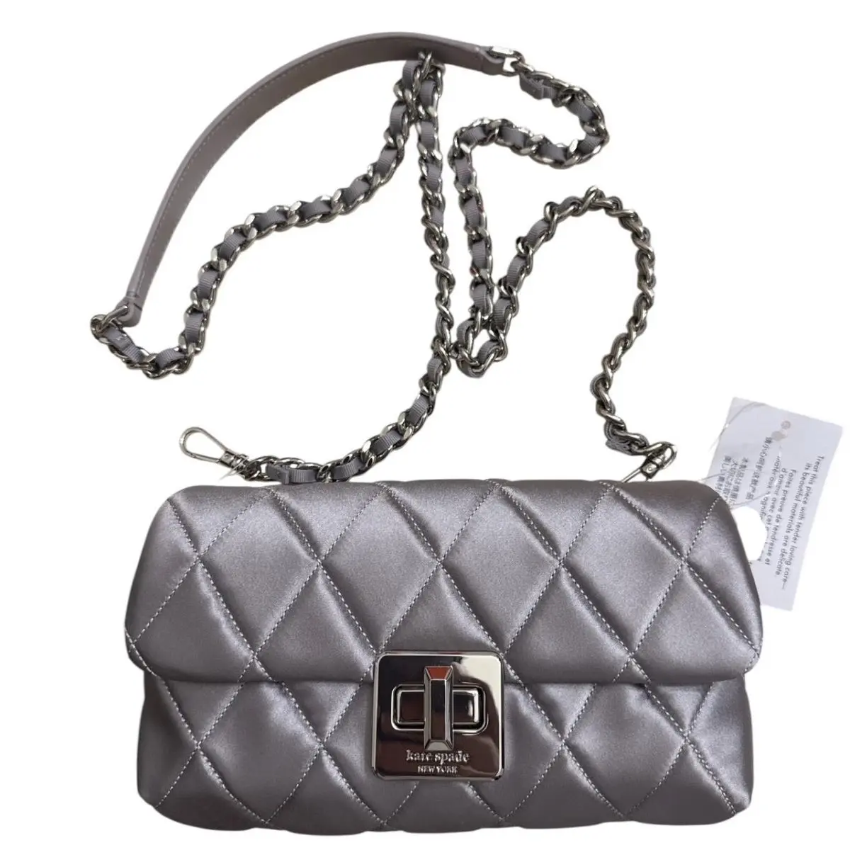 Kate Spade Carey Quilted Satin Mini Crossbody Bag Ethereal Soft Dusty Lavender