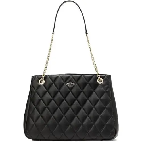New Kate Spade NY Carey Large Black Quilted Leather Tote Bag Purse